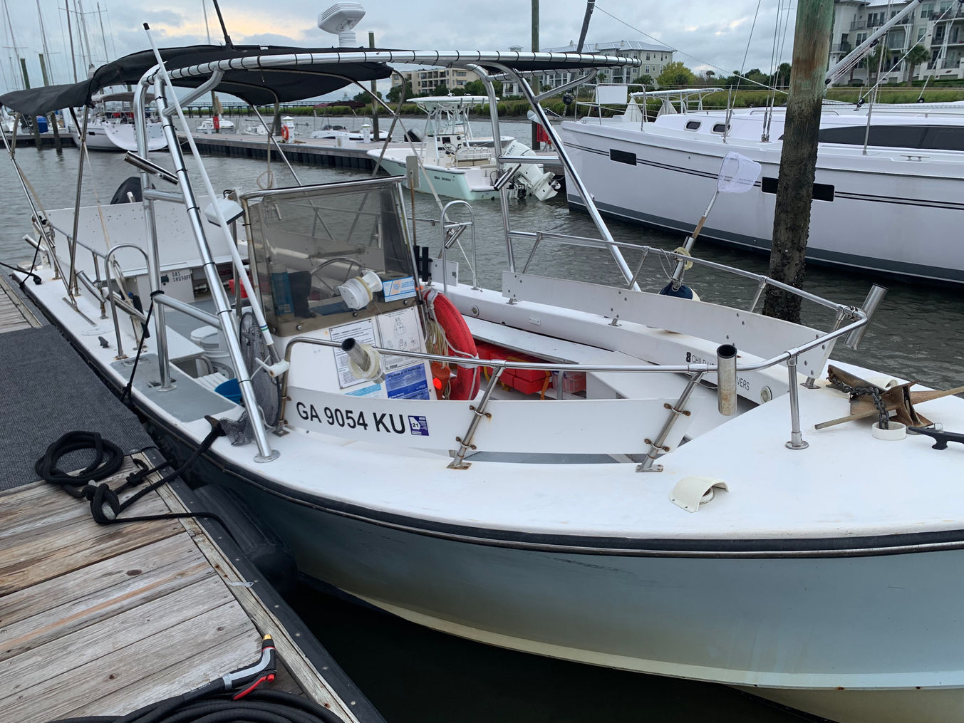 The private tour boat on the water
