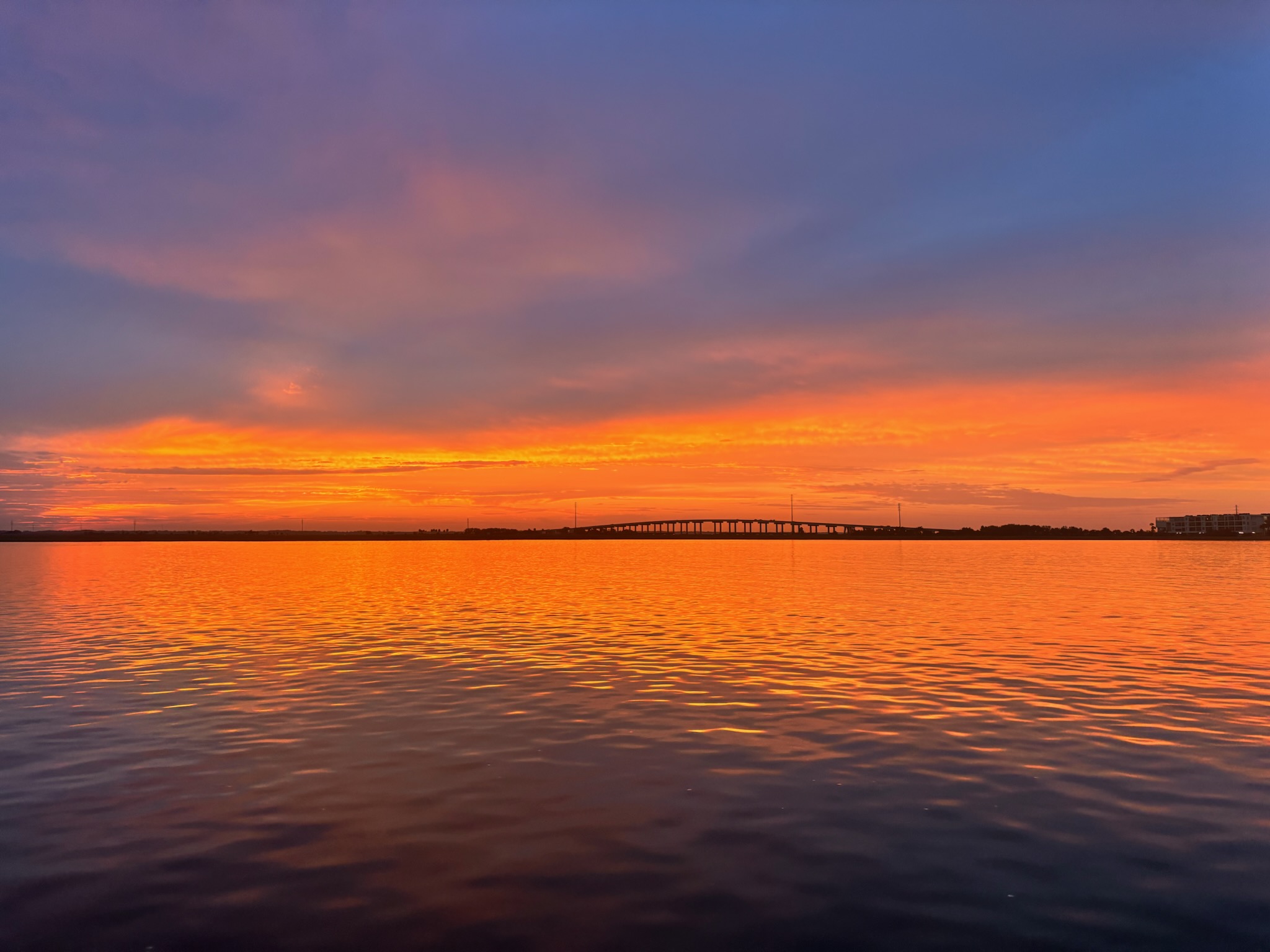 Sunset over the water